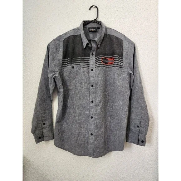Harley Davidson Men's Casual Button Down Gray size 2XL made in India Used - Picture 1 of 6